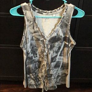 Guess gray/black graphic tank top
